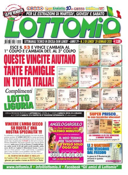 Lottomio del Lunedi — 20 Gennaio 2020
