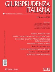 Giurisprudenza Italiana – Dicembre 2019