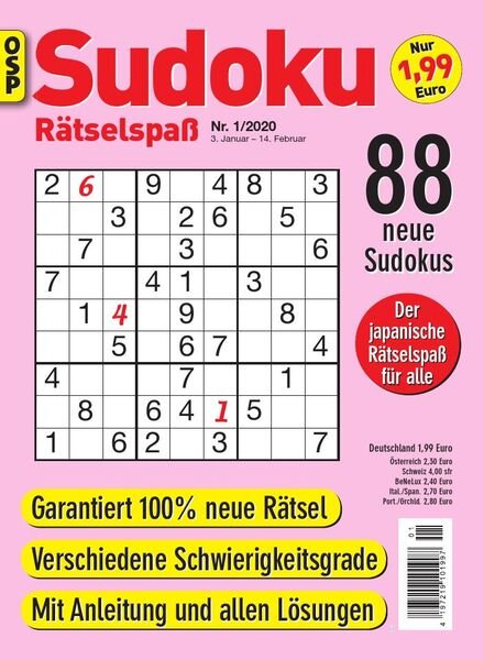 Sudoku Ratselspass — Nr.1, 2020