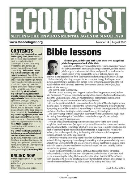 Resurgence & Ecologist — Ecologist Newsletter 14 — Aug 2010