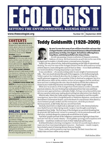 Resurgence & Ecologist — Ecologist Newsletter 3 — Sep 2009