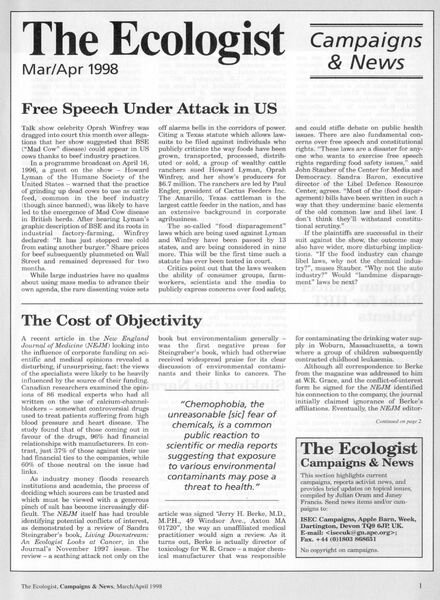 Resurgence & Ecologist — Campaigns & News March-April 1998