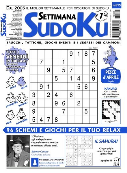 Settimana Sudoku — 24 marzo 2021