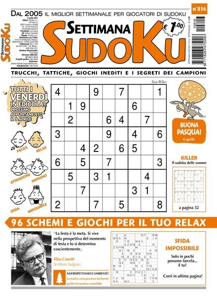 Settimana Sudoku — 31 marzo 2021