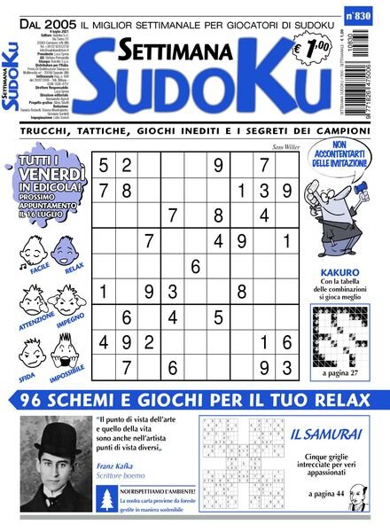 Settimana Sudoku — 07 luglio 2021