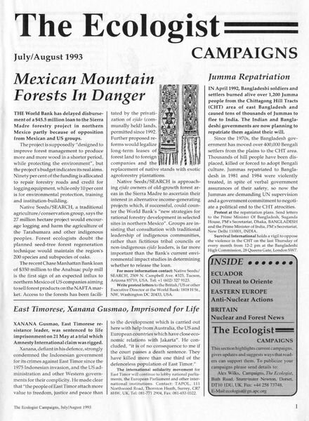 Resurgence & Ecologist — Campaigns July-August 1993