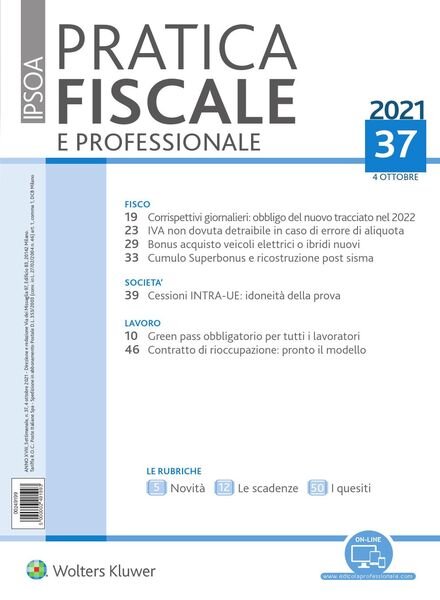 Pratica Fiscale e Professionale — 4 Ottobre 2021