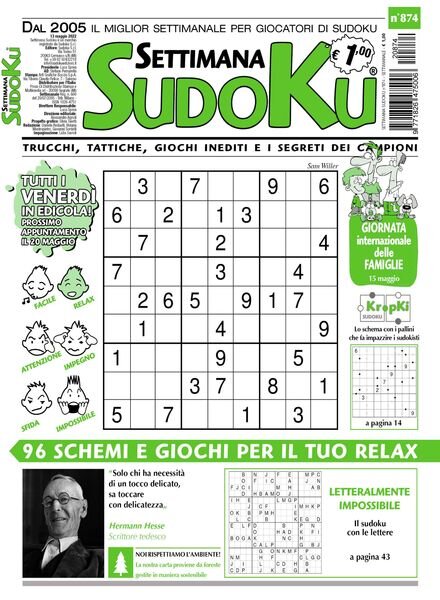 Settimana Sudoku — 11 maggio 2022
