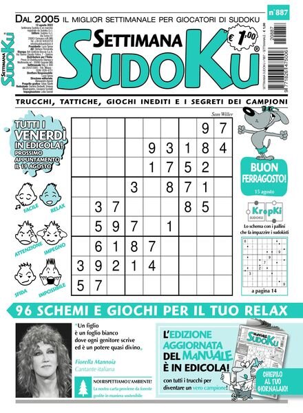 Settimana Sudoku — 10 agosto 2022