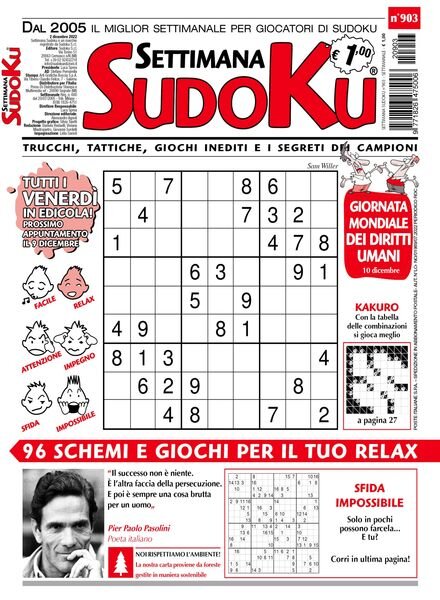 Settimana Sudoku — 30 novembre 2022