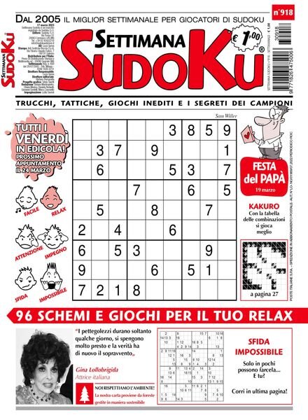 Settimana Sudoku — 15 marzo 2023