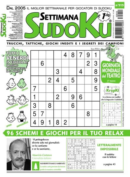 Settimana Sudoku — 22 marzo 2023