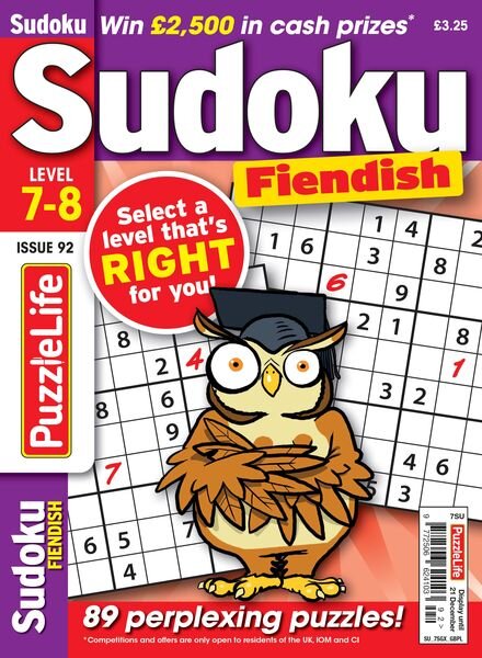 PuzzleLife Sudoku Fiendish – Issue 92 – 16 November 2023