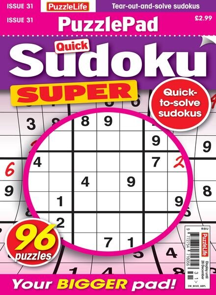 PuzzleLife PuzzlePad Sudoku Super — November 2023