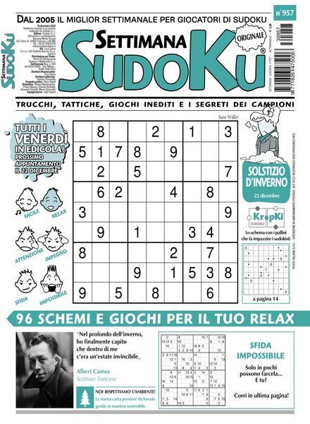 Settimana Sudoku — 15 Dicembre 2023
