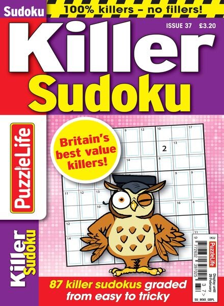 PuzzleLife Killer Sudoku — Issue 37 — 4 January 2024