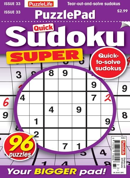 PuzzleLife PuzzlePad Sudoku Super — Issue 33 — 25 January 2024