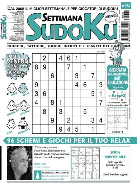 Settimana Sudoku — 19 Gennaio 2024