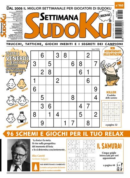 Settimana Sudoku — 5 Gennaio 2024