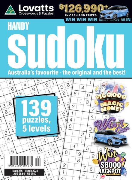 Lovatts Handy Sudoku — Issue 236 — 26 February 2024