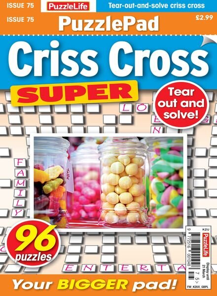 PuzzleLife PuzzlePad Criss Cross Super — Issue 75 — 22 February 2024