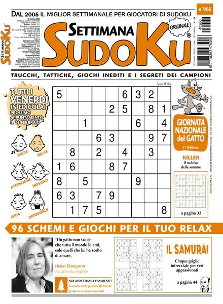 Settimana Sudoku — 16 Febbraio 2024