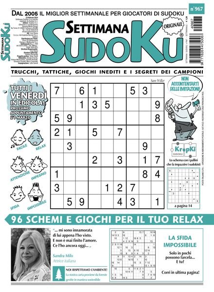 Settimana Sudoku — 23 Febbraio 2024