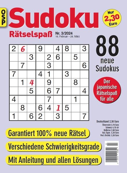 Sudoku Ratselspass — Nr 3 2024