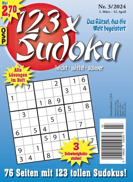 123 x Sudoku — Nr 3 2024