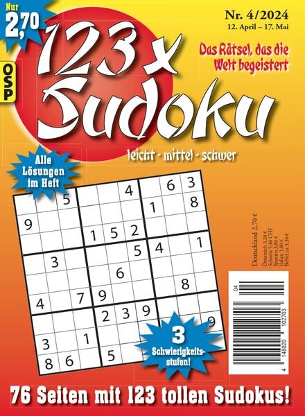 123 x Sudoku — Nr 4 2024