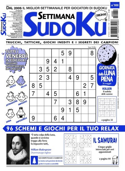 Settimana Sudoku — 24 Maggio 2024