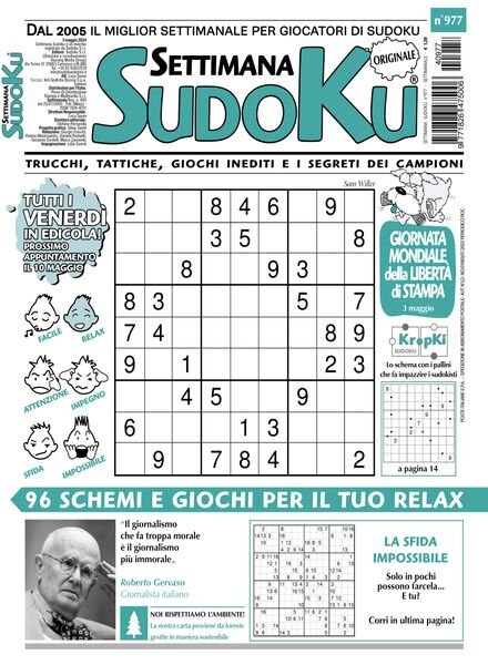 Settimana Sudoku — 3 Maggio 2024