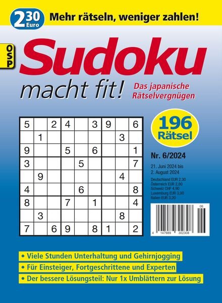 Sudoku macht fit – Nr 6 2024