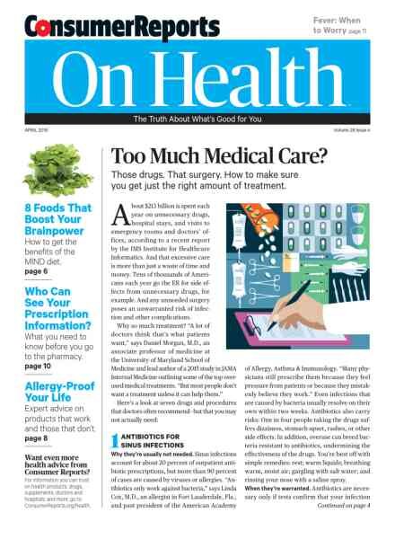 Consumer Reports on Health – April 2016