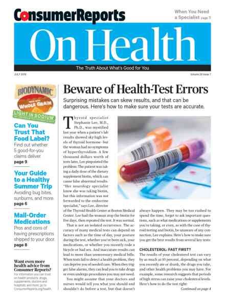 Consumer Reports on Health – July 2016